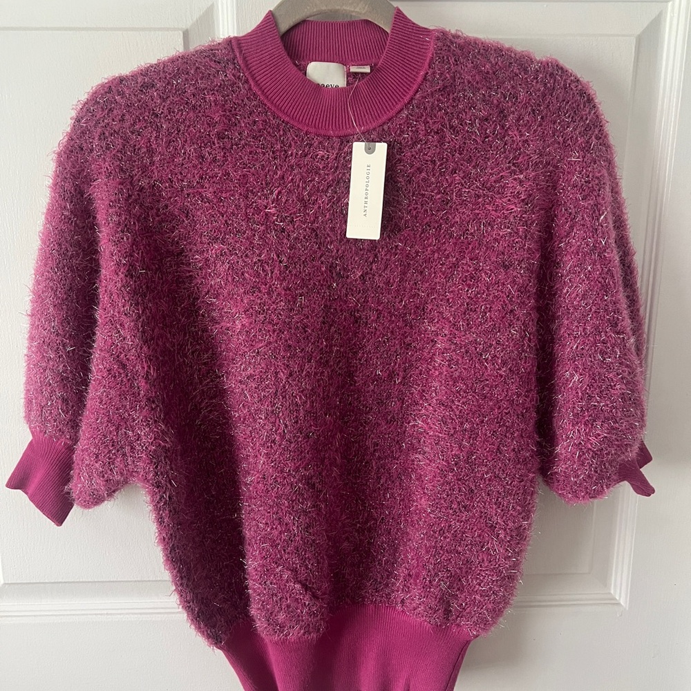 Maeve Pink Crew Neck Sweater with Textured Knit